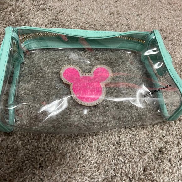 Stoney Clover Lane Clear Cosmetic Bag with Pink and Gold Patch - Picture 3 of 3